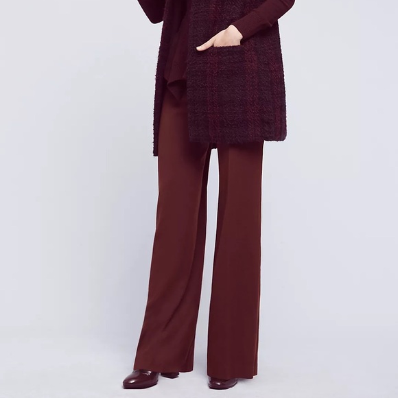 Anthropologie Cartonnier Monica Flannel Trousers Pants Rust Brown Orange 10 - Picture 1 of 9